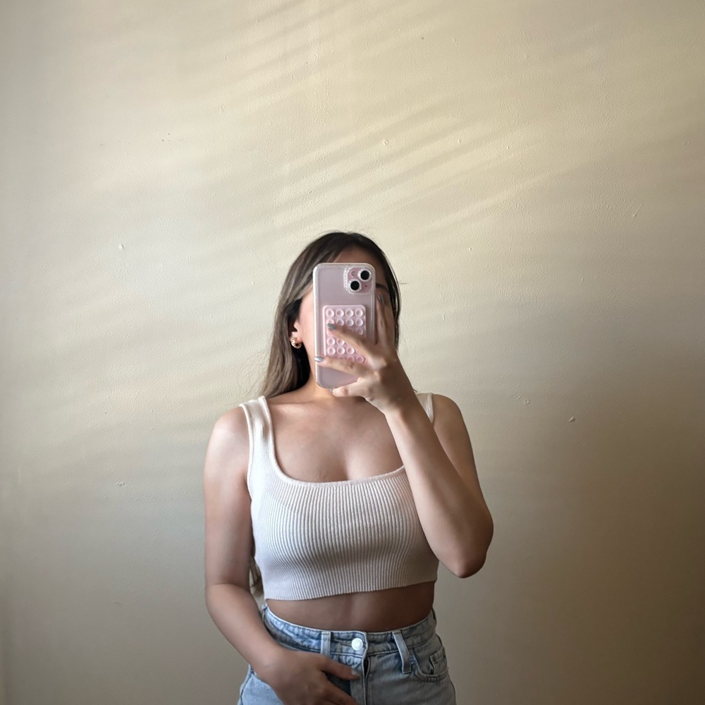 Cream Knit Tank Top
